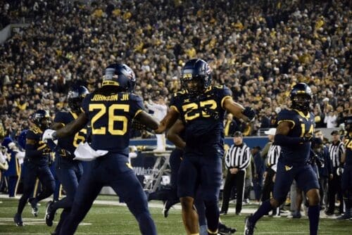 WVU Football RBs Jahiem White and Justin Johnson