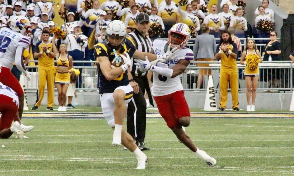 WVU Football WR Hudson Clement against Kansas