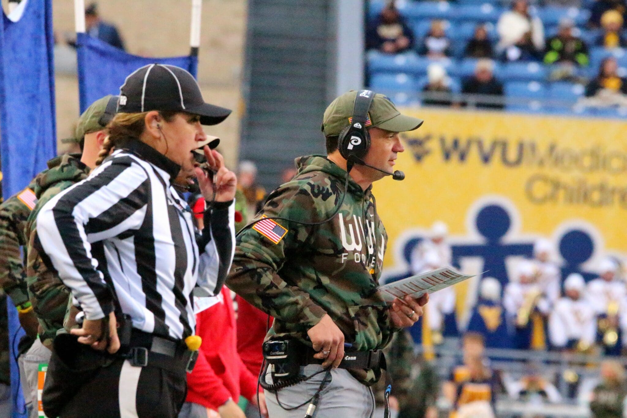 WVU Football Head Coach Neal Brown Calls Plays