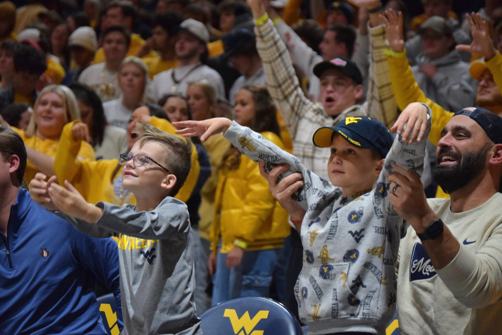 WVU fans happy at basketball game