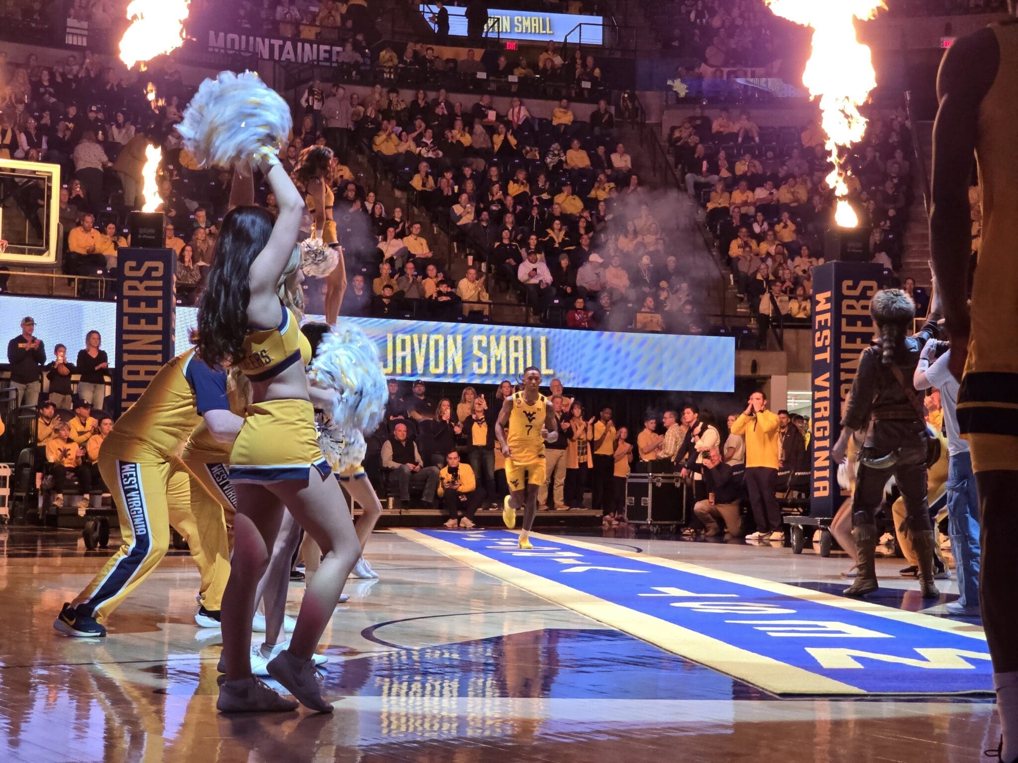WVU Basketball intro with Javon Small at WVU Coliseum stock