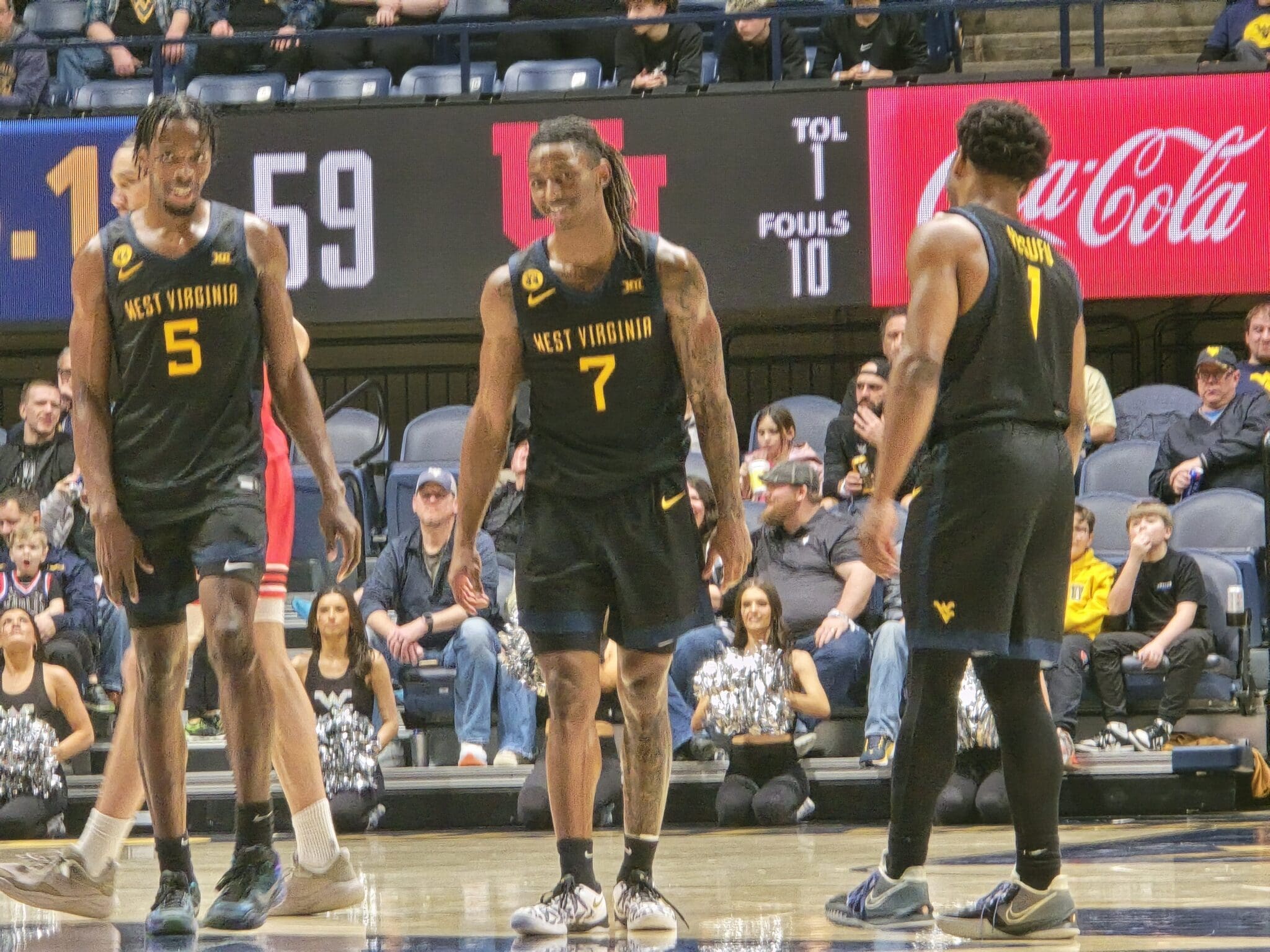 WVU Basketball team with Javon Small, Amani Hansberry, Joseph Yesufu