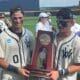 WVU baseball players with Super Regional trophy