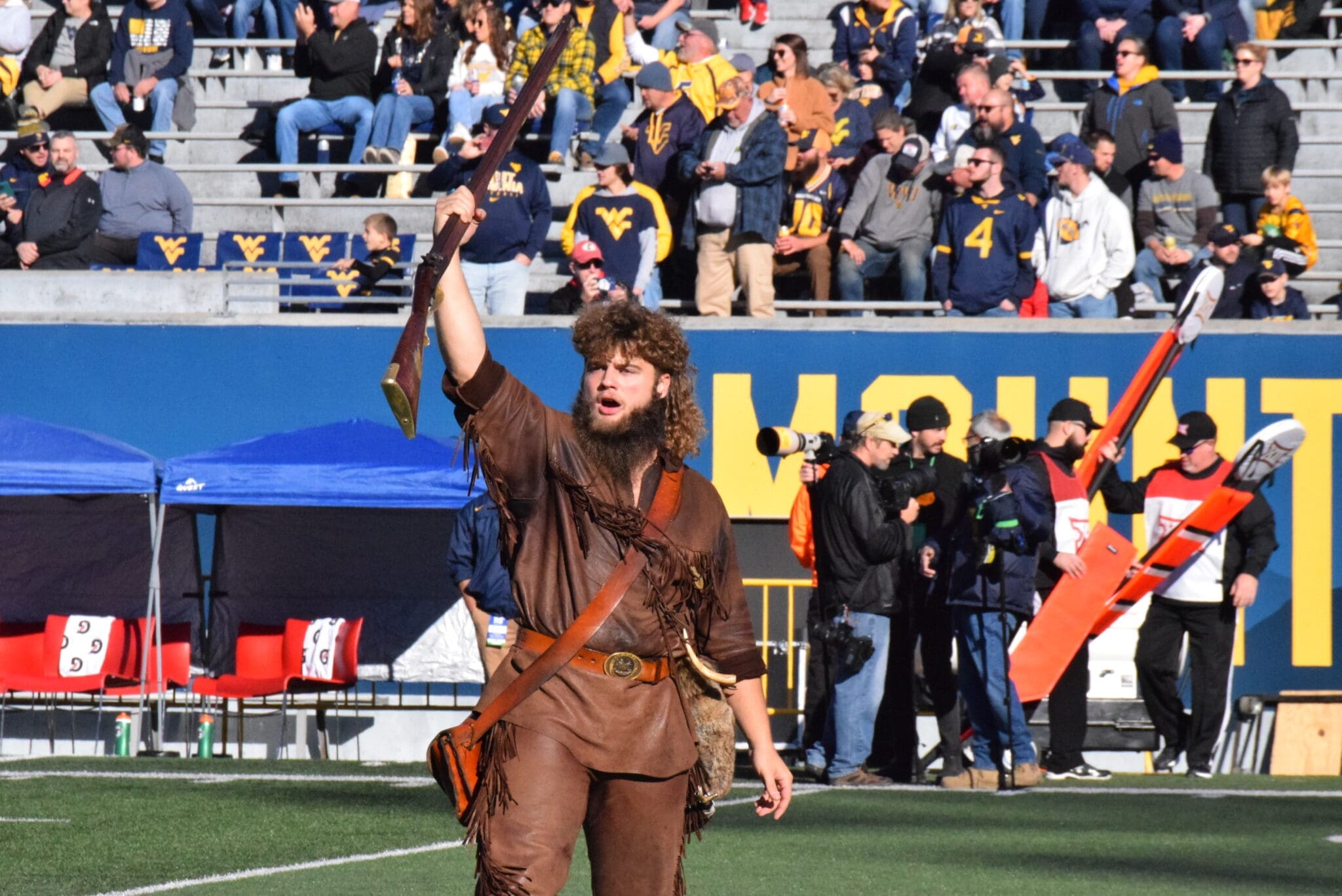 WVU Mountaineer mascot at WVU Football game at Milan Puskar Stadium