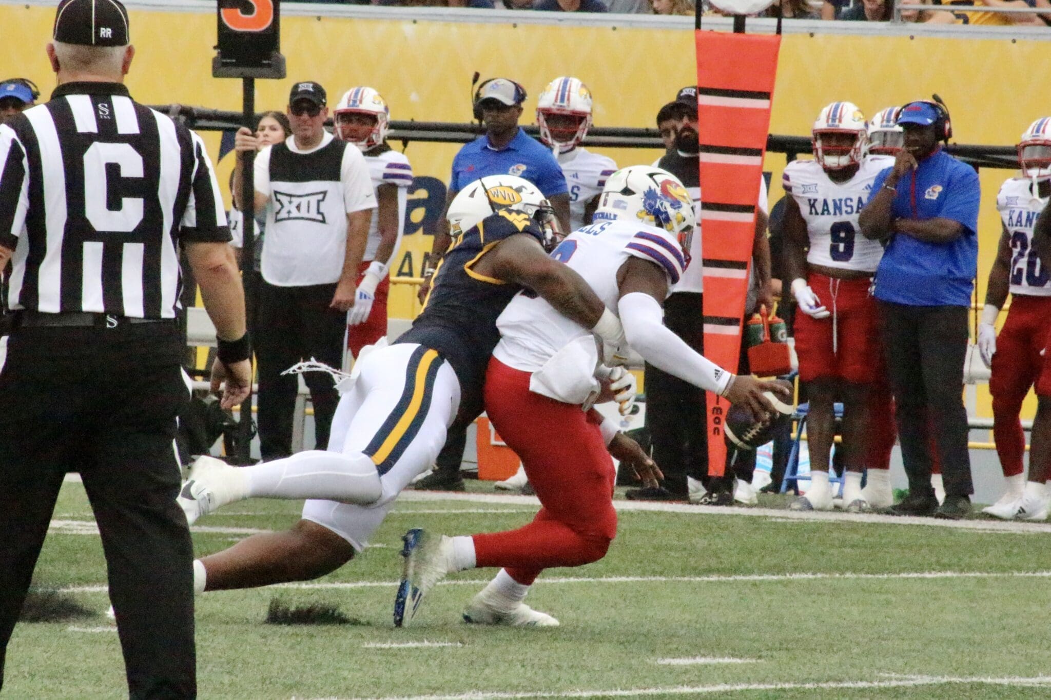 WVU Football DL T.J. Jackson against Kansas