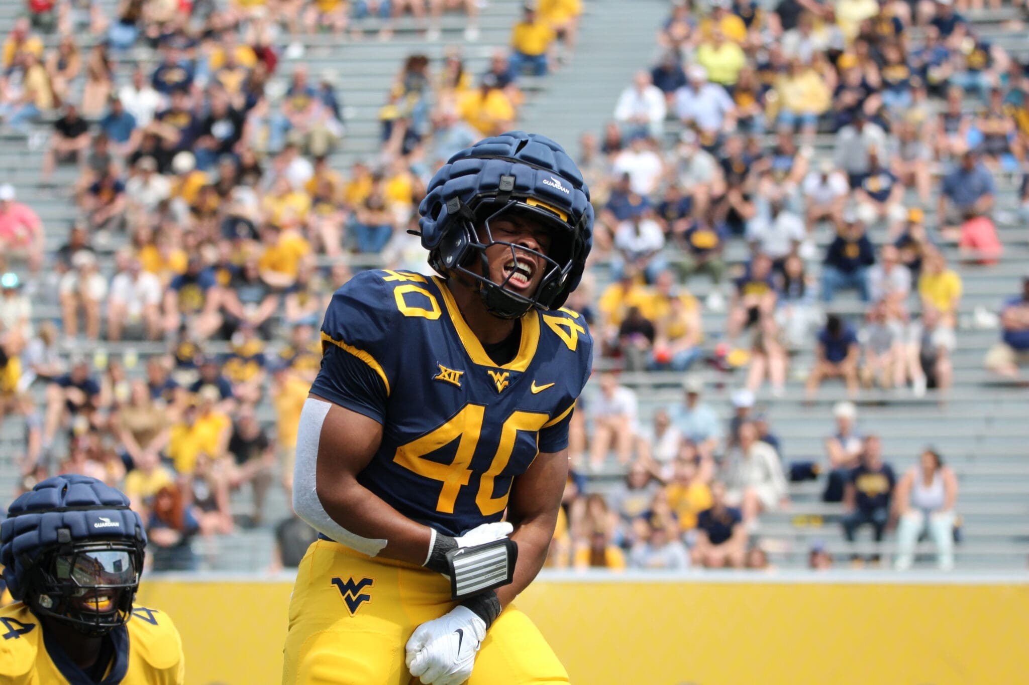 WVU Football LB Josiah Trotter at spring game