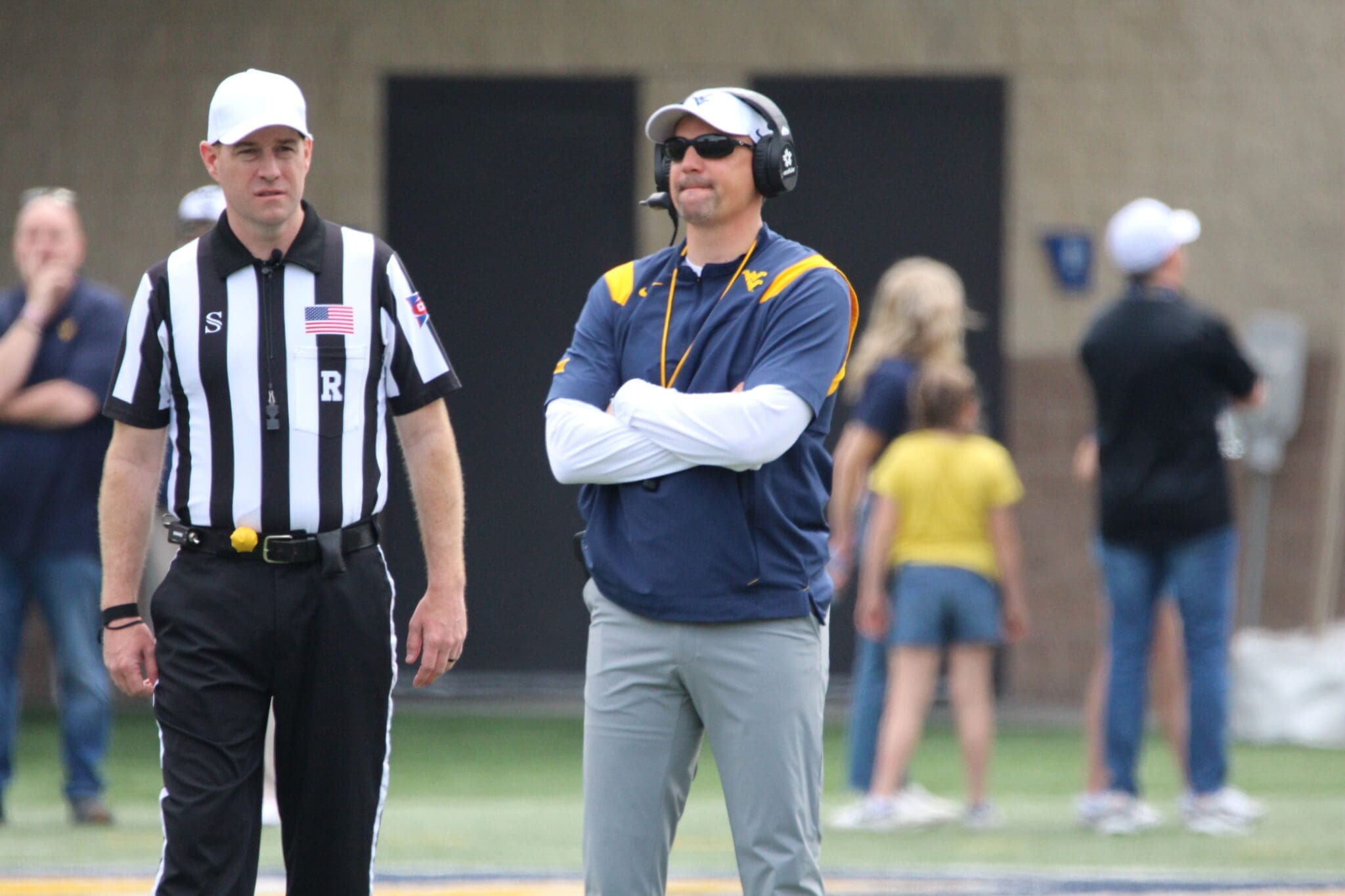 WVU Football HC Neal Brown at Gold-Blue spring game