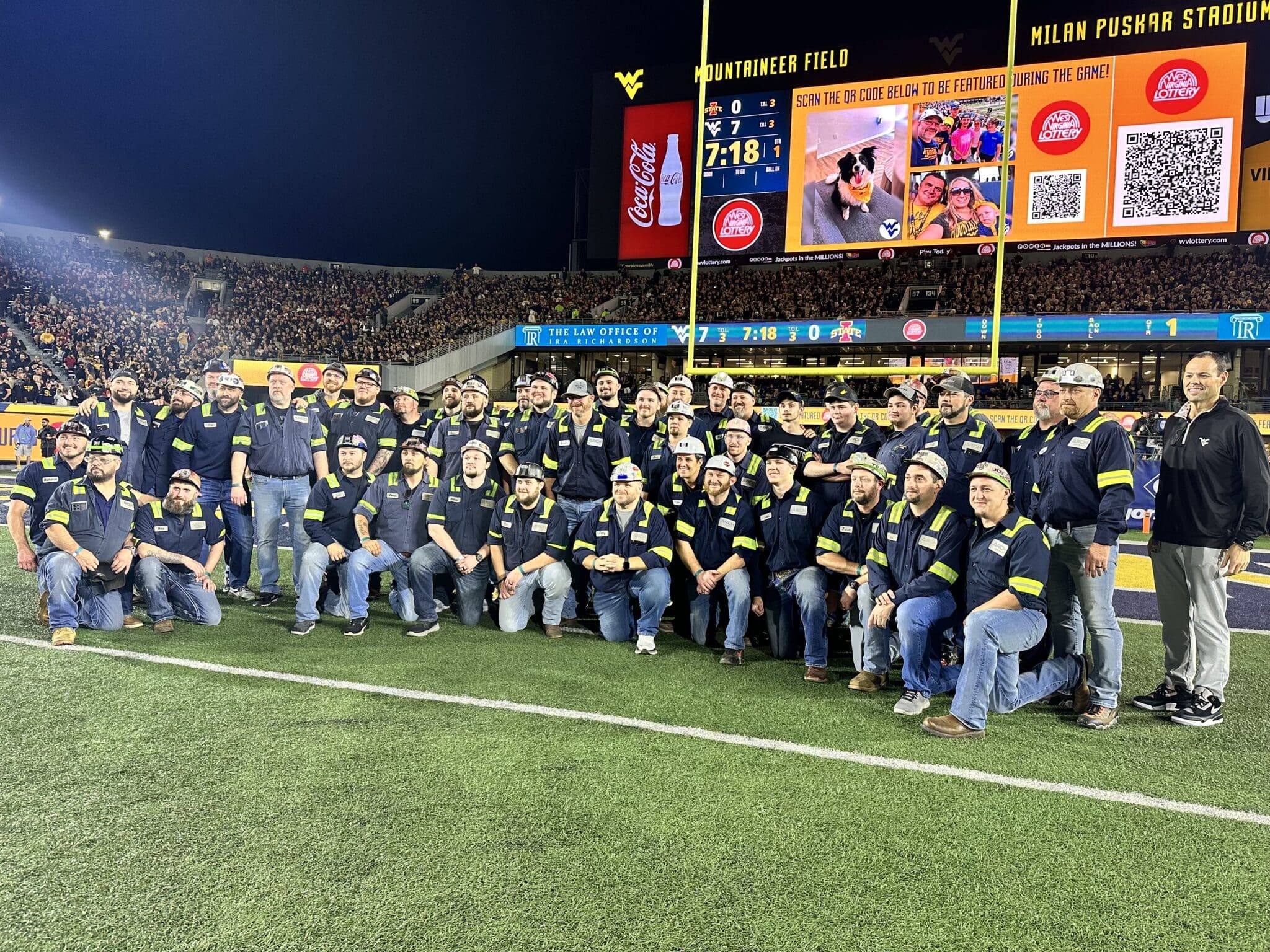 WVU honors coal miners during game