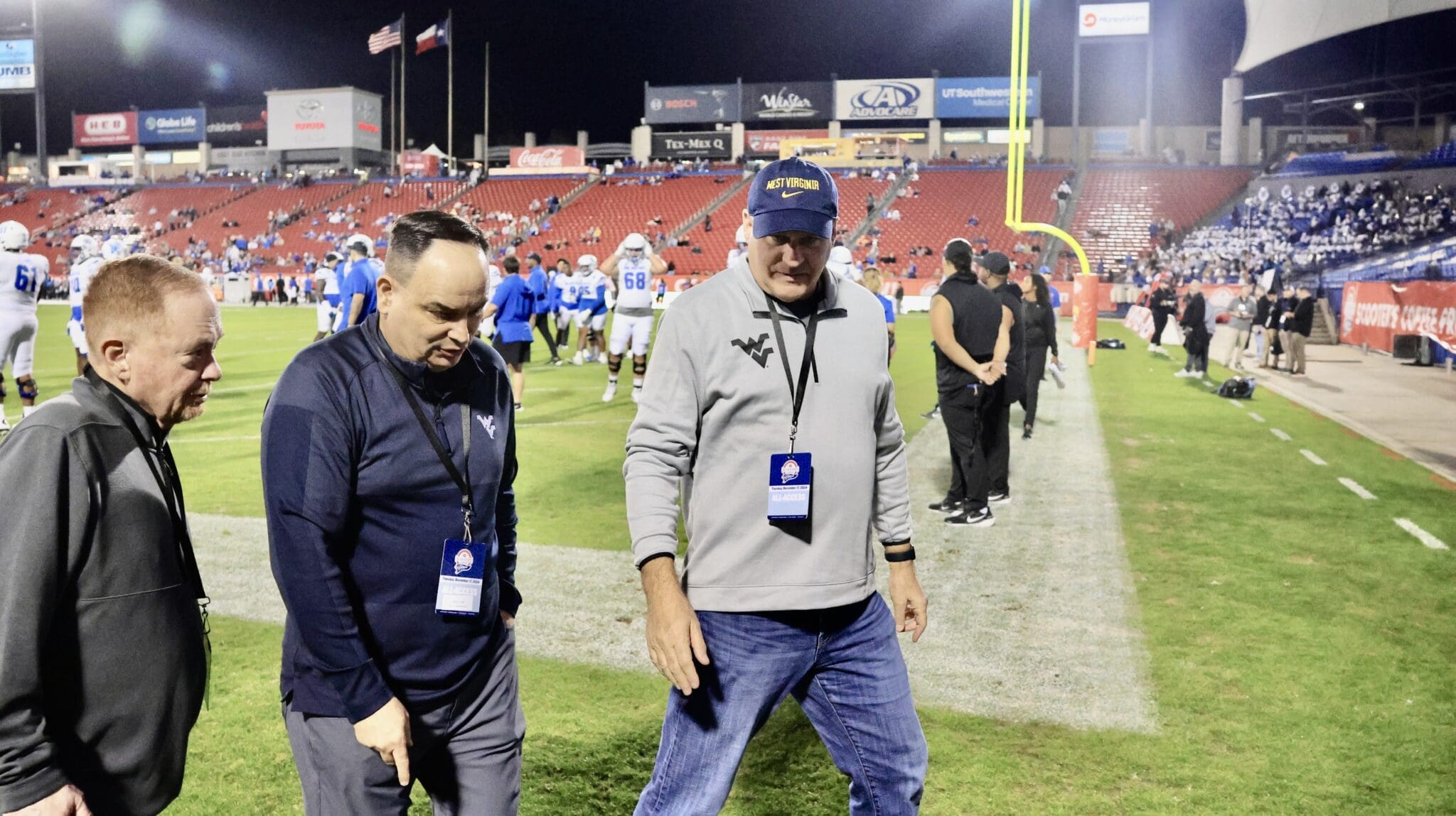 WVU Football HC Rich Rodriguez with Michael Fragale and Mike Montoro