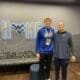 WVU football TE recruit Gavin Grover and tight ends coach Blaine Stewart