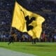 WVU flag in end zone at Pitt stock