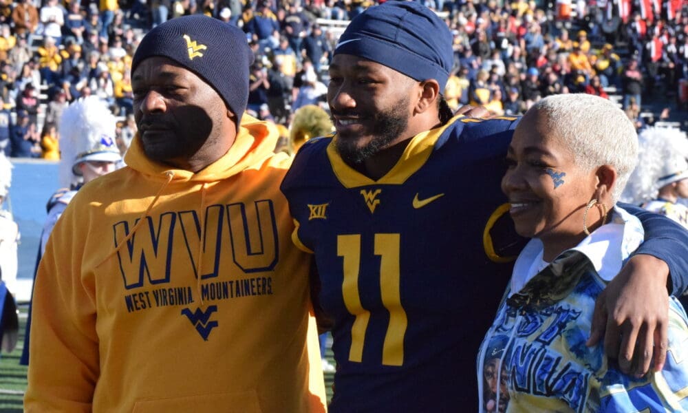 WVU Football Beanie Bishop on senior day
