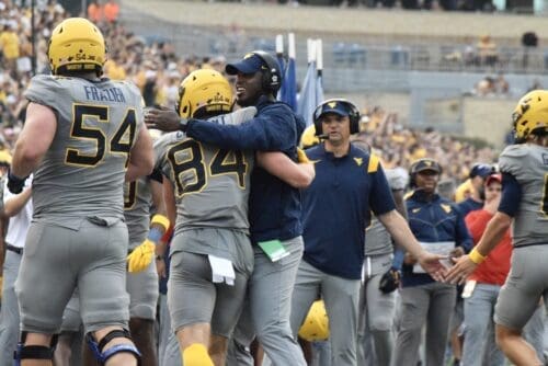 WVU Football Hudson Clement and Coach Bilal Marshall