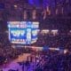 WVU Coliseum after WVU basketball win stock