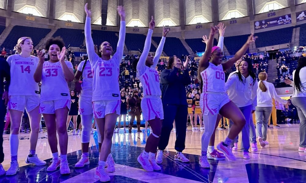 WVU Women's Basketball team celebrates