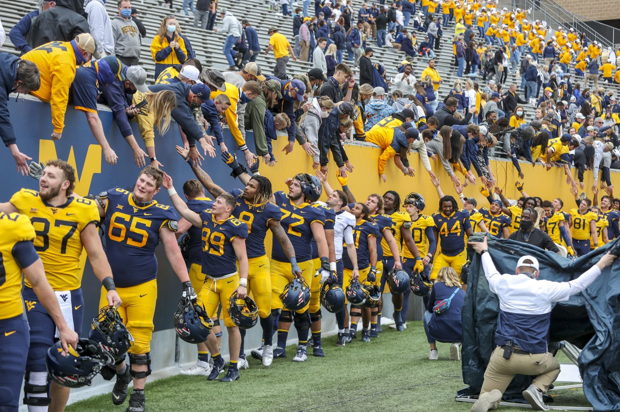 WVU football players and fans at Gold-Blue Spring Game