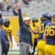 WVU Football HC Neal Brown at Gold-Blue spring game