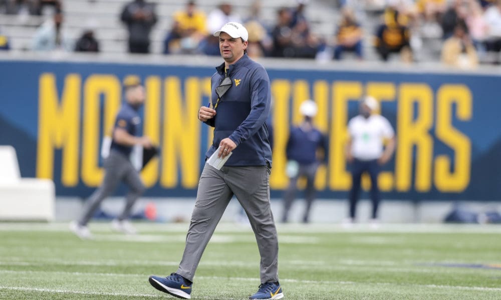 WVU Football HC Neal Brown at Gold-Blue spring game