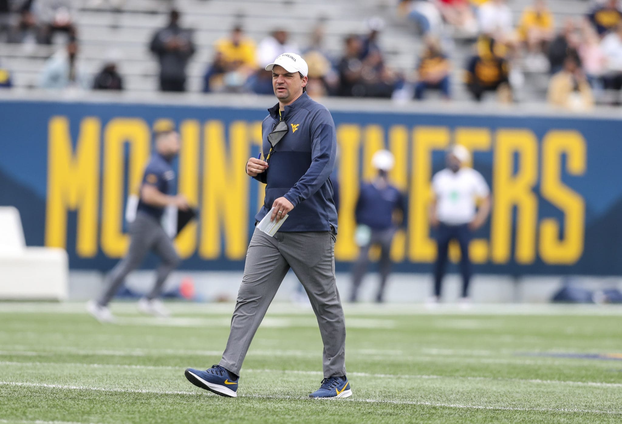 WVU Football HC Neal Brown at Gold-Blue spring game