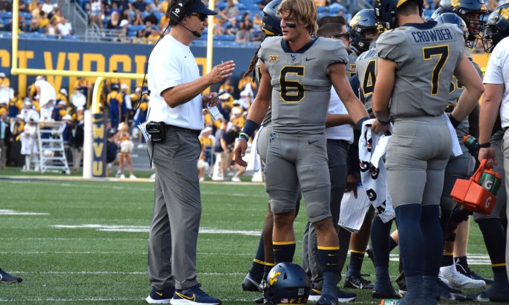WVU Football Neal Brown and Garrett Greene