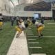 WVU TE coach Blaine Stewart with tight ends