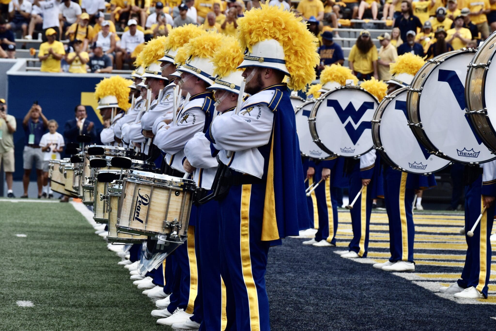 WVU band on field at WVU Football game