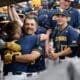 WVU Baseball celebrates Kyle West home run in the dugout