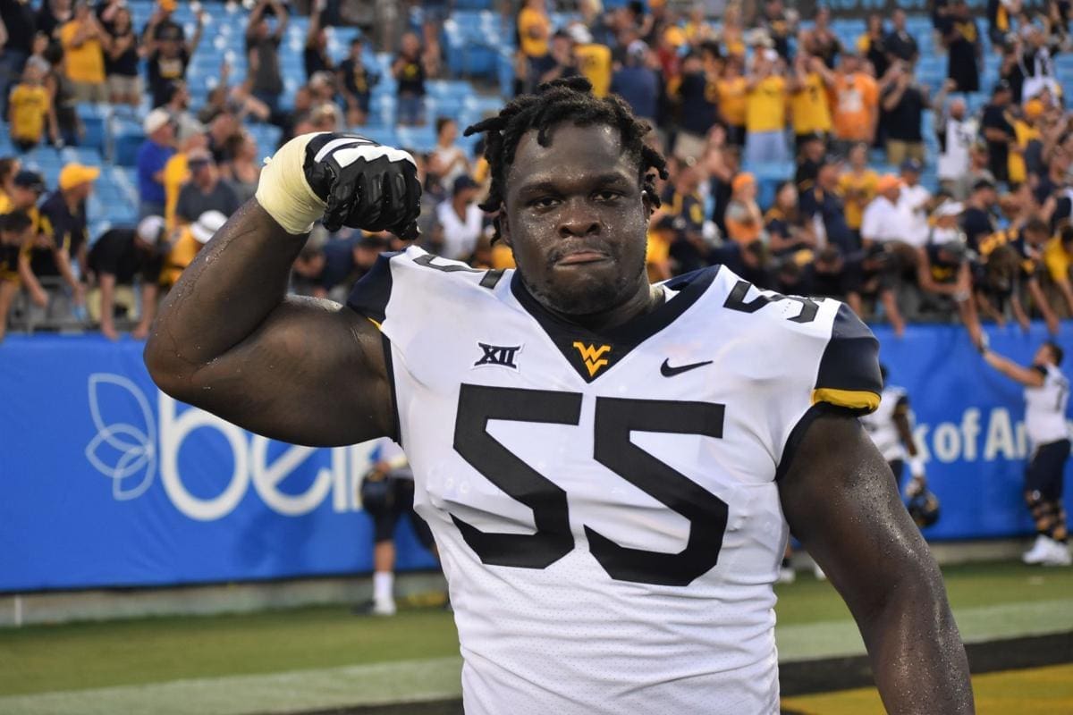 New York Jets OT Yodny Cajuste with WVU