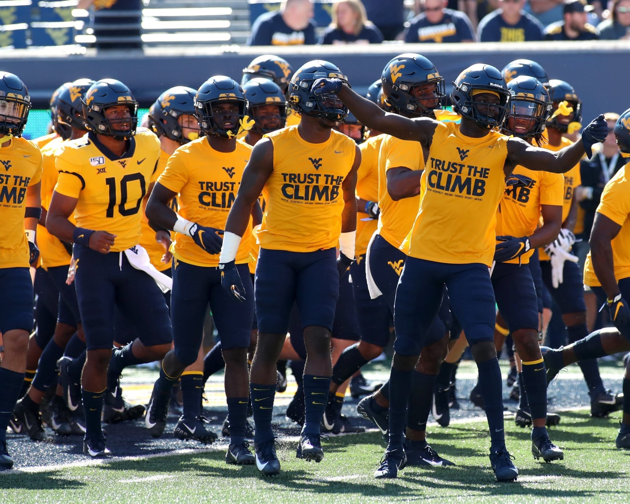 WVU Football trust the climb shirts football stock