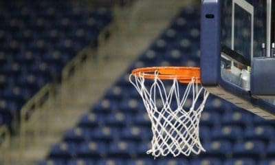 WVU Basketball hoop stock