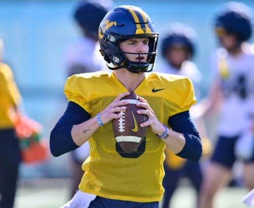 WVU Football QB Garrett Greene at practice