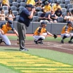 WVU Baseball players warming up