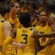 WVU Basketball huddle