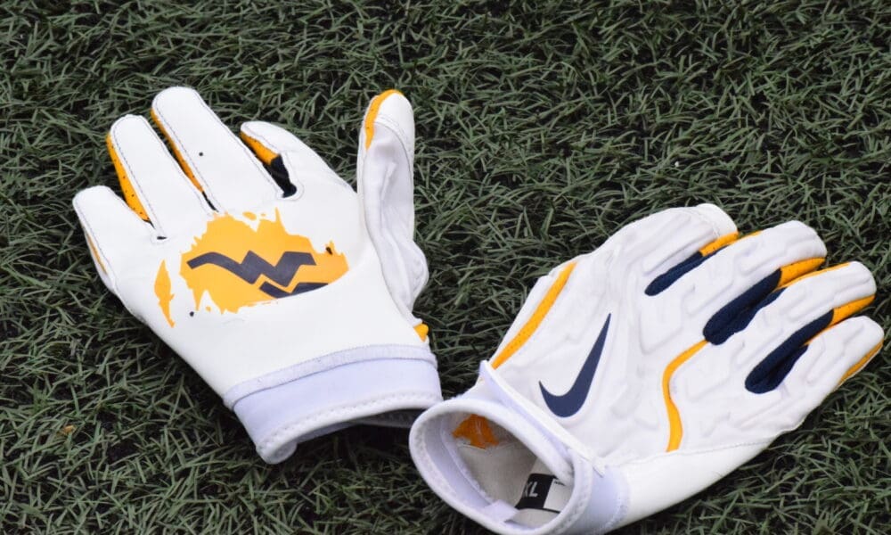 WVU Football gloves stock