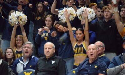 WVU Basketball fans and cheerleaders