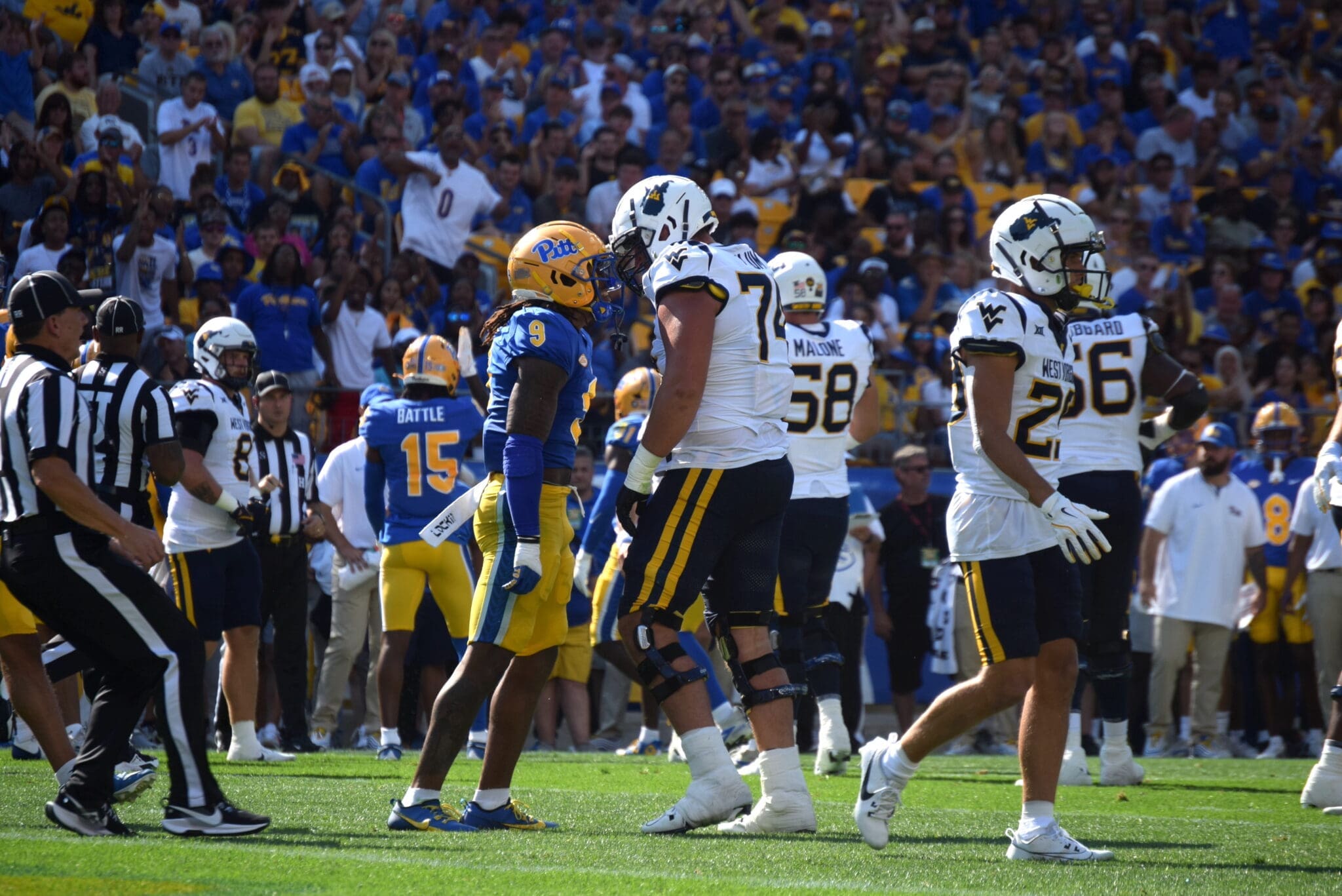 WVU Football OL Wyatt Milum in Backyard Brawl against Pitt