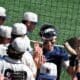WVU Baseball players high fives
