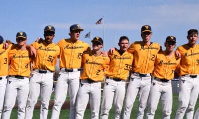 WVU Baseball celebrating after win