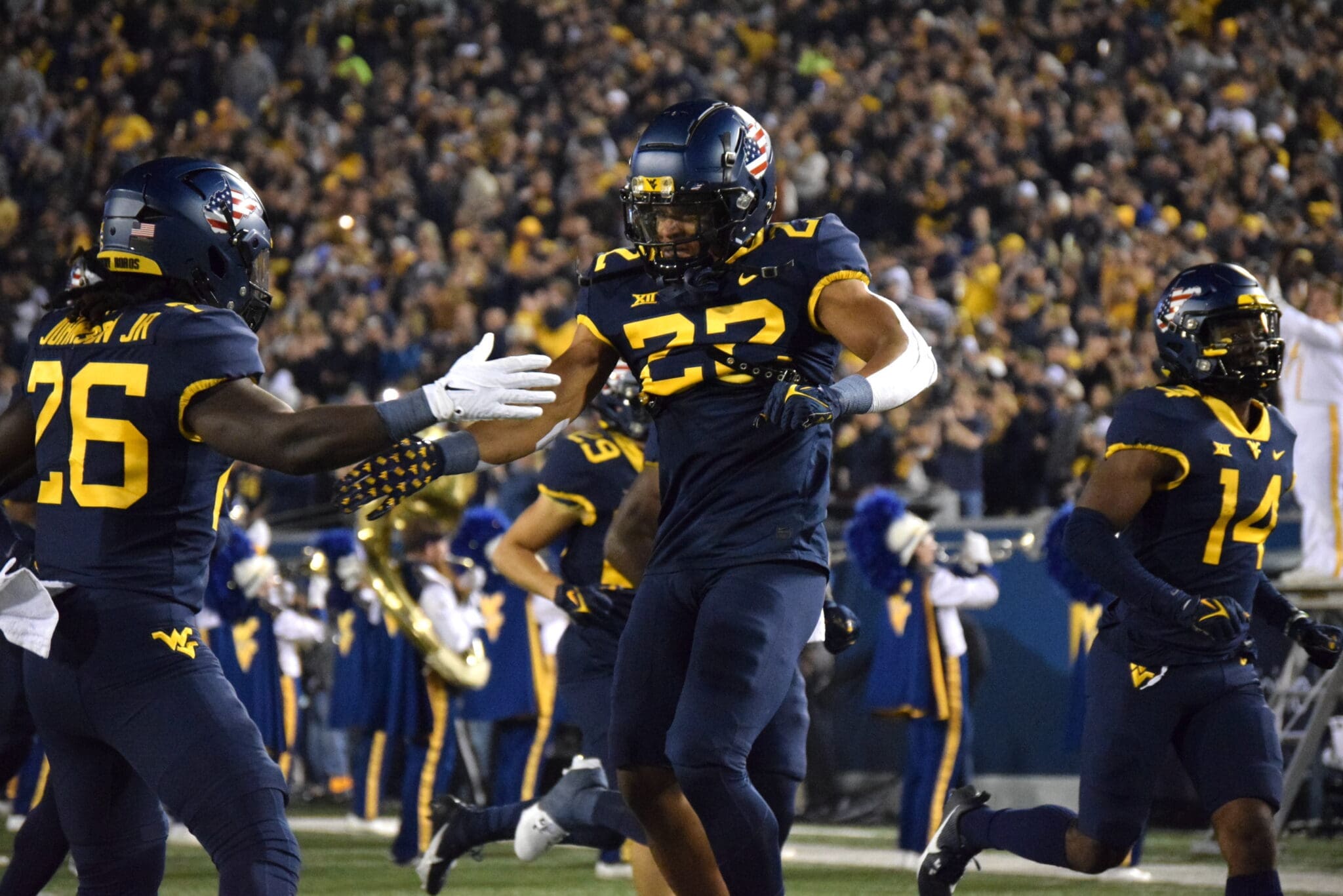 WVU Football RBs Jahiem White and Justin Johnson