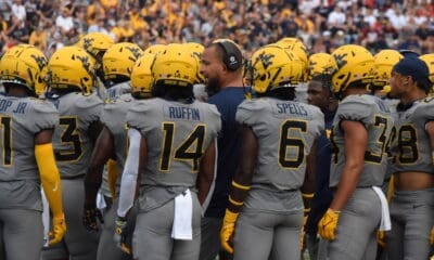 WVU Football Secondary with coach Donate Wright in the middle