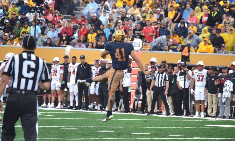 WVU Football Punter Oliver Straw against Utah