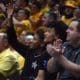 Miles McBride with WVU fans