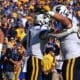 WVU Football RB Jahiem White celebrates TD with Treylan Davis