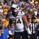 WVU Football OL Wyatt Milum against Pitt