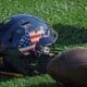 WVU Football US Flag Helmet stock