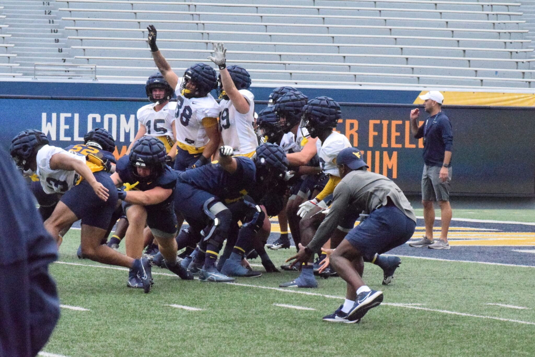 WVU Football players at practice