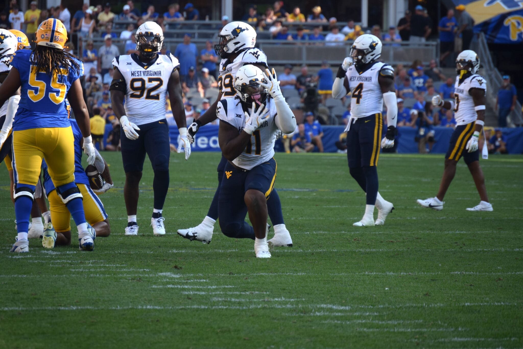 WVU Football DL T.J. Jackson against Pitt