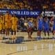 WVU Basketball group of players against Pitt