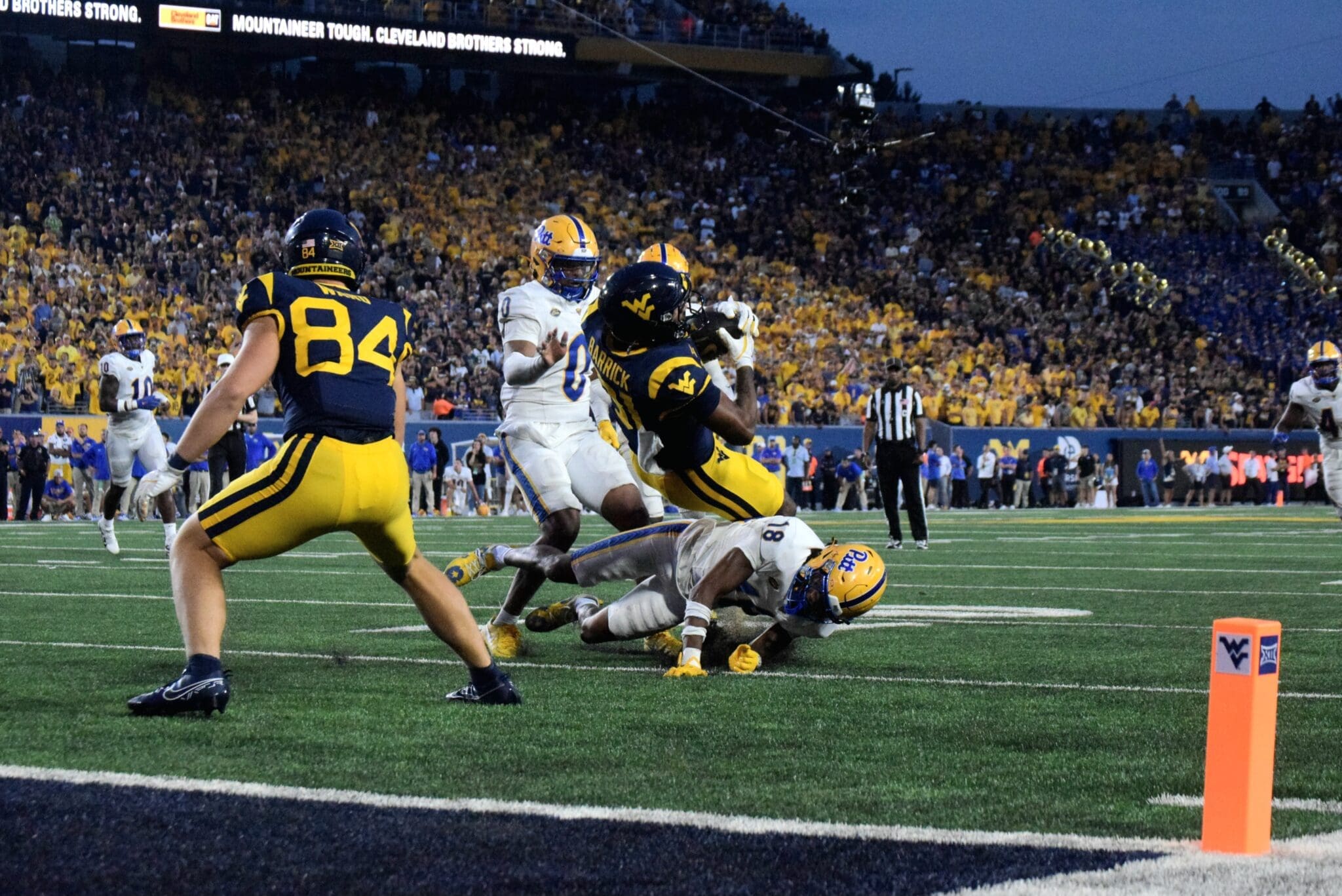 WVU Football TE Jacob Barrick against Pitt