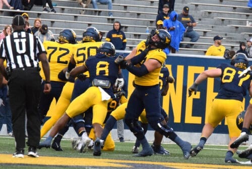 WVU Football LB Lee Kpogba and Wyatt Milum